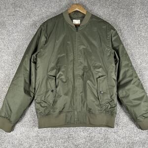 Zakbrand Bomber Jacket Men L Army Green Full Zip Band Collar Preppy Casual